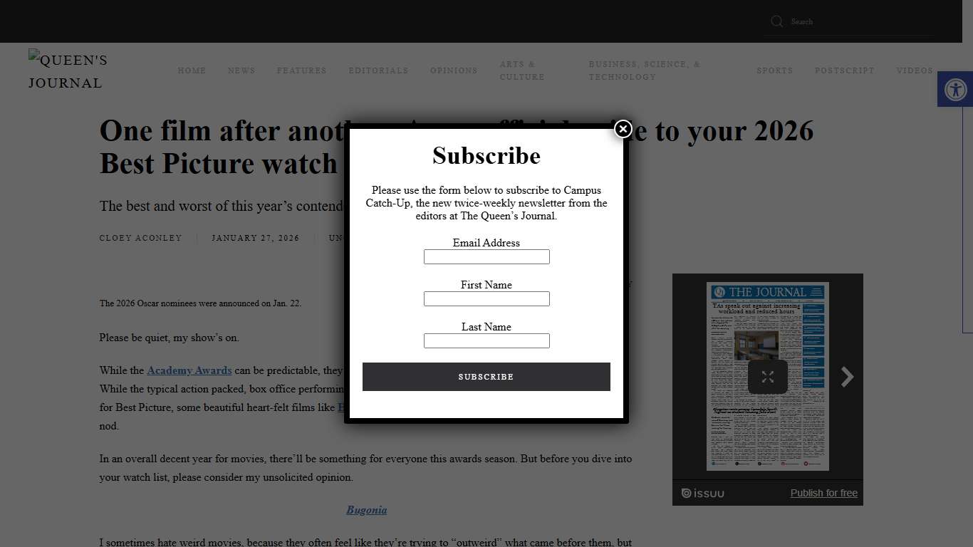 One film after another: An unofficial guide to your 2026 Best Picture watch list - The Queen's Journal